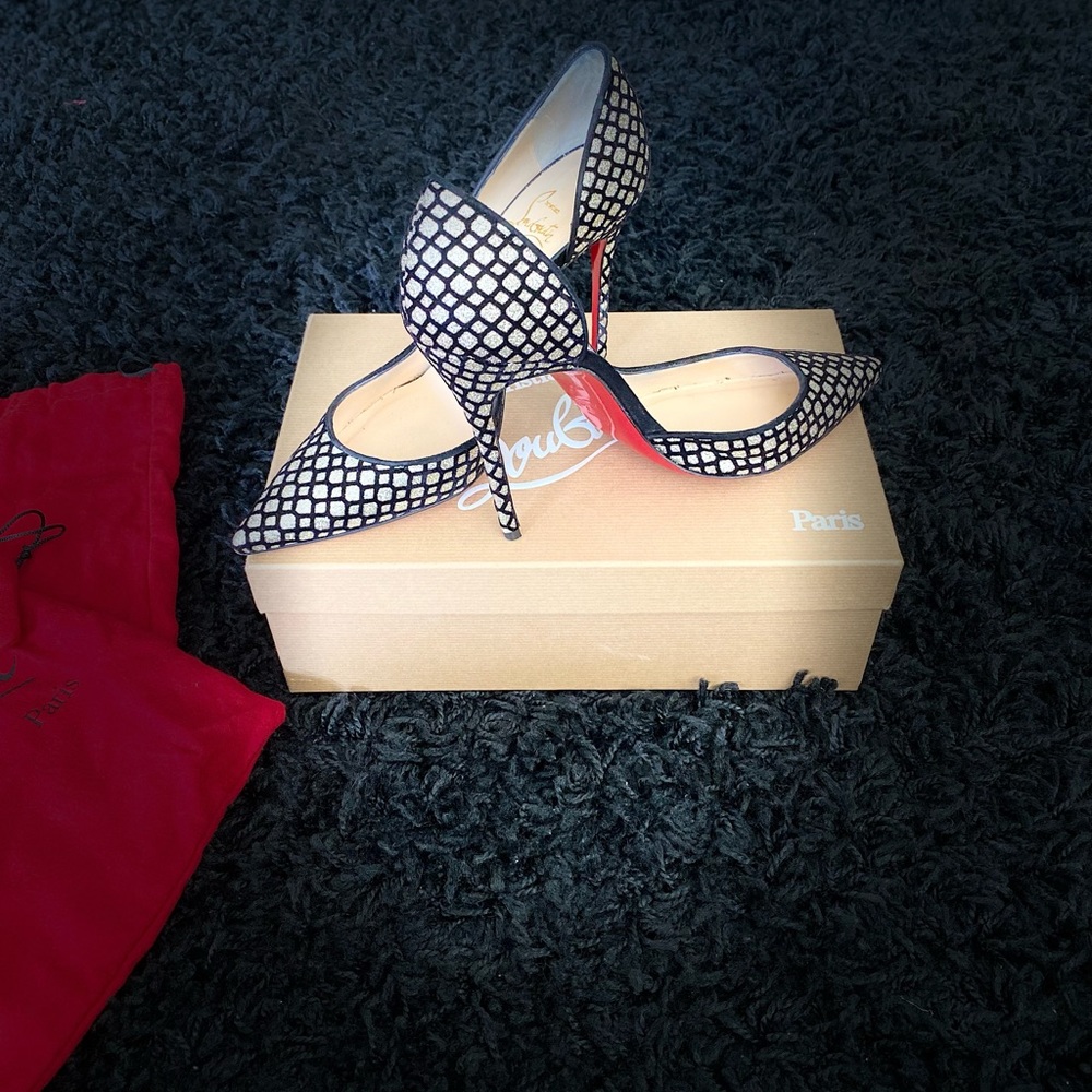Christian Louboutin Iriza 100 glitter foque/suede size 38